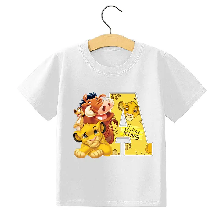 2025 Lion King Boys T-shirt Letter A-Z Disney Simba Pumbaa Print Tee Shirt Cute Cartoon Kids Child's Streetwear Casual Clothes
2025 Lion King Boys T-shirt Letter A-Z Disney Simba Pumbaa Print Tee Shirt Cute Cartoon Kids Child's Streetwear Casual Clothes