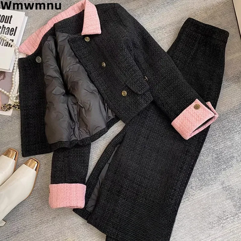 Cotton Padded Lined Woolen Women 2 Piece Sets Winter Korea Elegant Warm Coats Tops Outfit Patchwork High Waist Skirts Ensembles
Cotton Padded Lined Woolen Women 2 Piece Sets Winter Korea Elegant Warm Coats Tops Outfit Patchwork High Waist Skirts Ensembles