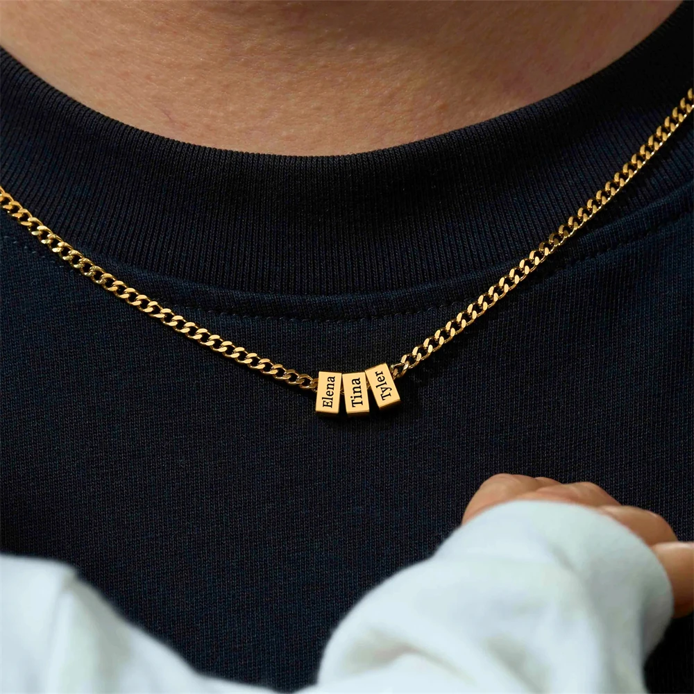 Engraved Multiple Name Beads Necklace Personalized Men's Necklace with Family Name Necklaces Custom Gifts for Husband Boyfriend
Engraved Multiple Name Beads Necklace Personalized Men's Necklace with Family Name Necklaces Custom Gifts for Husband Boyfriend