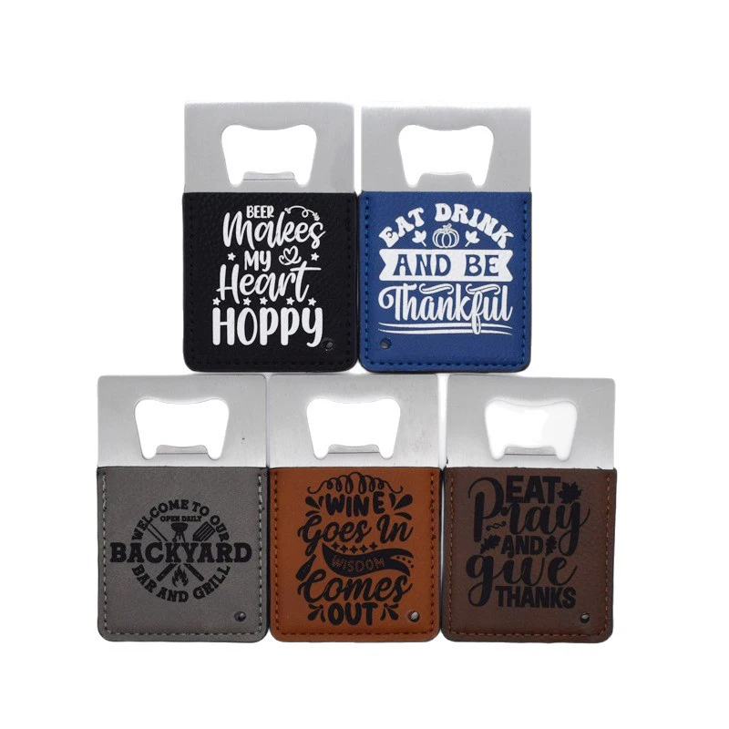 10pcs/Lot medium size PU Leather and Metal Laser-engraved Bottle Opener Blanks for Double sides Laser engraving
10pcs/Lot medium size PU Leather and Metal Laser-engraved Bottle Opener Blanks for Double sides Laser engraving
