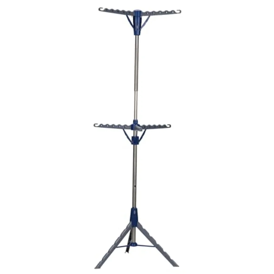 5012-1 Portable 2-Tier Clothes Drying Rack Tri-pod Dry Wet Laundry or Hang Clothes Silver and Blue
5012-1 Portable 2-Tier Clothes Drying Rack Tri-pod Dry Wet Laundry or Hang Clothes Silver and Blue