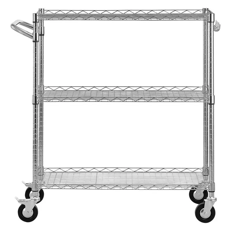 Kitchen Utility Cart, 3 Tier Heavy Duty Adjustable Wire Storage Rack, Commercial Steel Rolling Service Trolley on Wheels, Work Table with Handle Bar, for Garage and Laundry Room, 35x17.8x40.9 in
Kitchen Utility Cart, 3 Tier Heavy Duty Adjustable Wire Storage Rack, Commercial Steel Rolling Service Trolley on Wheels, Work Table with Handle Bar, for Garage and Laundry Room, 35x17.8x40.9 in