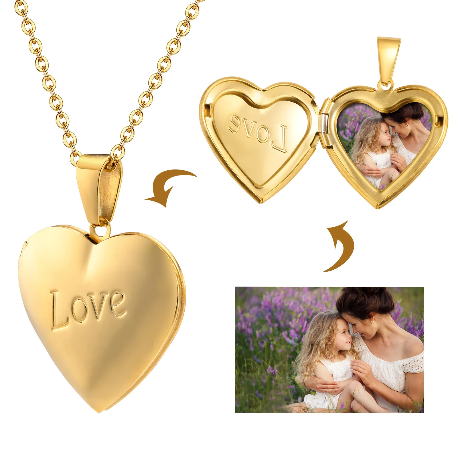 Custom Pictures Stainless Steel Jewelry Heart Photo Frame Locket Necklace Women Pendant For Girlfriend Valentine's Day Gift
Custom Pictures Stainless Steel Jewelry Heart Photo Frame Locket Necklace Women Pendant For Girlfriend Valentine's Day Gift