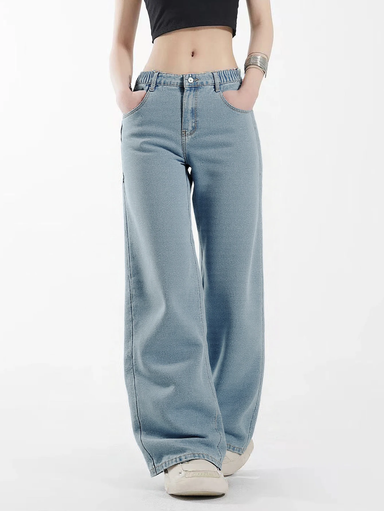 Women's Solid Washed Vintage Jeans – Loose Fit Retro Straight-Leg Denim Pants for Casual Wear
Women's Solid Washed Vintage Jeans – Loose Fit Retro Straight-Leg Denim Pants for Casual Wear