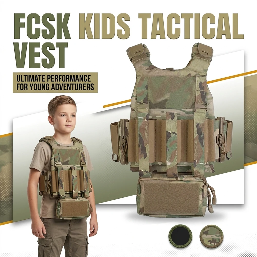 FCSK Kids Tactical Vest Removable Laser Cut Molle Modular Airsoft Vest Quick Release Combat Chest Rig for Children and Female
FCSK Kids Tactical Vest Removable Laser Cut Molle Modular Airsoft Vest Quick Release Combat Chest Rig for Children and Female