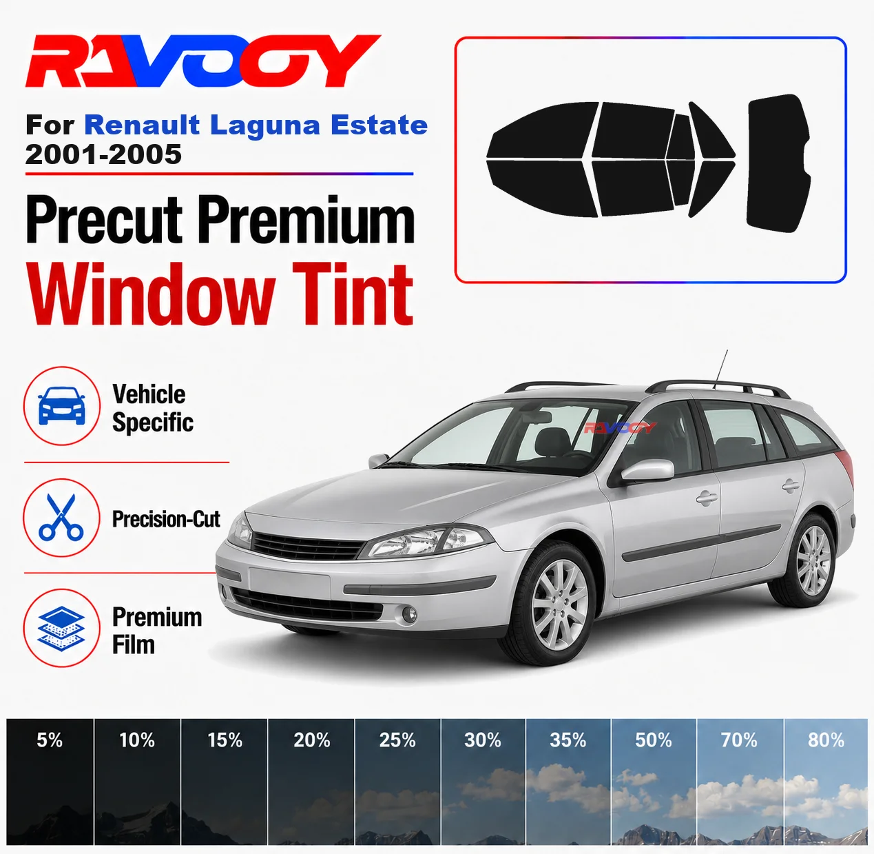 Premium Precut Window Tint Kit Front Windows Rear Windows Rear Windshield For Renault Laguna Estate 2001-2005 Nano Ceramic Film
Premium Precut Window Tint Kit Front Windows Rear Windows Rear Windshield For Renault Laguna Estate 2001-2005 Nano Ceramic Film