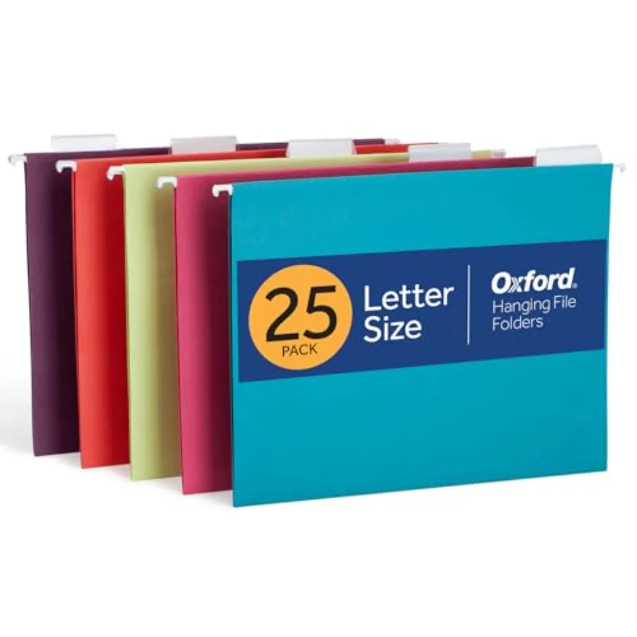 Hanging File Folders, 25 Pack, Letter Size 8.5" x 11",5, 5 Tab Positions, Includes Tabs and Inserts, Hanging Files for Office a
Hanging File Folders, 25 Pack, Letter Size 8.5" x 11",5, 5 Tab Positions, Includes Tabs and Inserts, Hanging Files for Office a