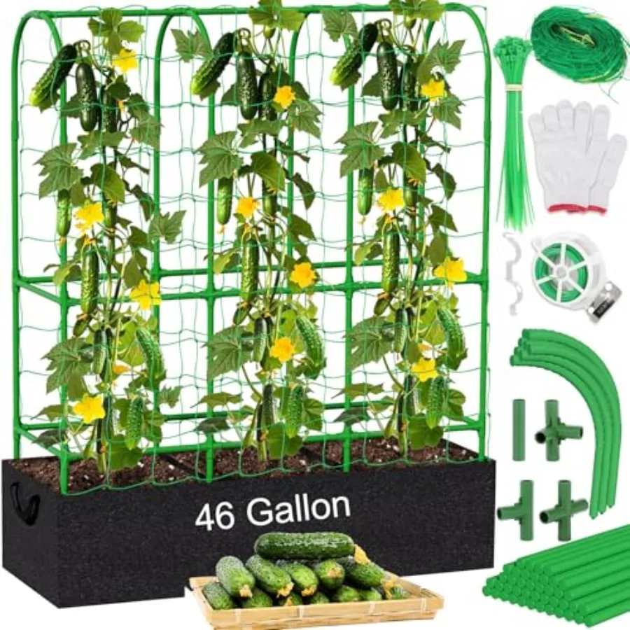65"H x 50"W Cucumber Trellis with Grow Bag and Netting U-Frame Metal Plant Support Heavy-Duty Steel and Plastic Green and Black
65"H x 50"W Cucumber Trellis with Grow Bag and Netting U-Frame Metal Plant Support Heavy-Duty Steel and Plastic Green and Black