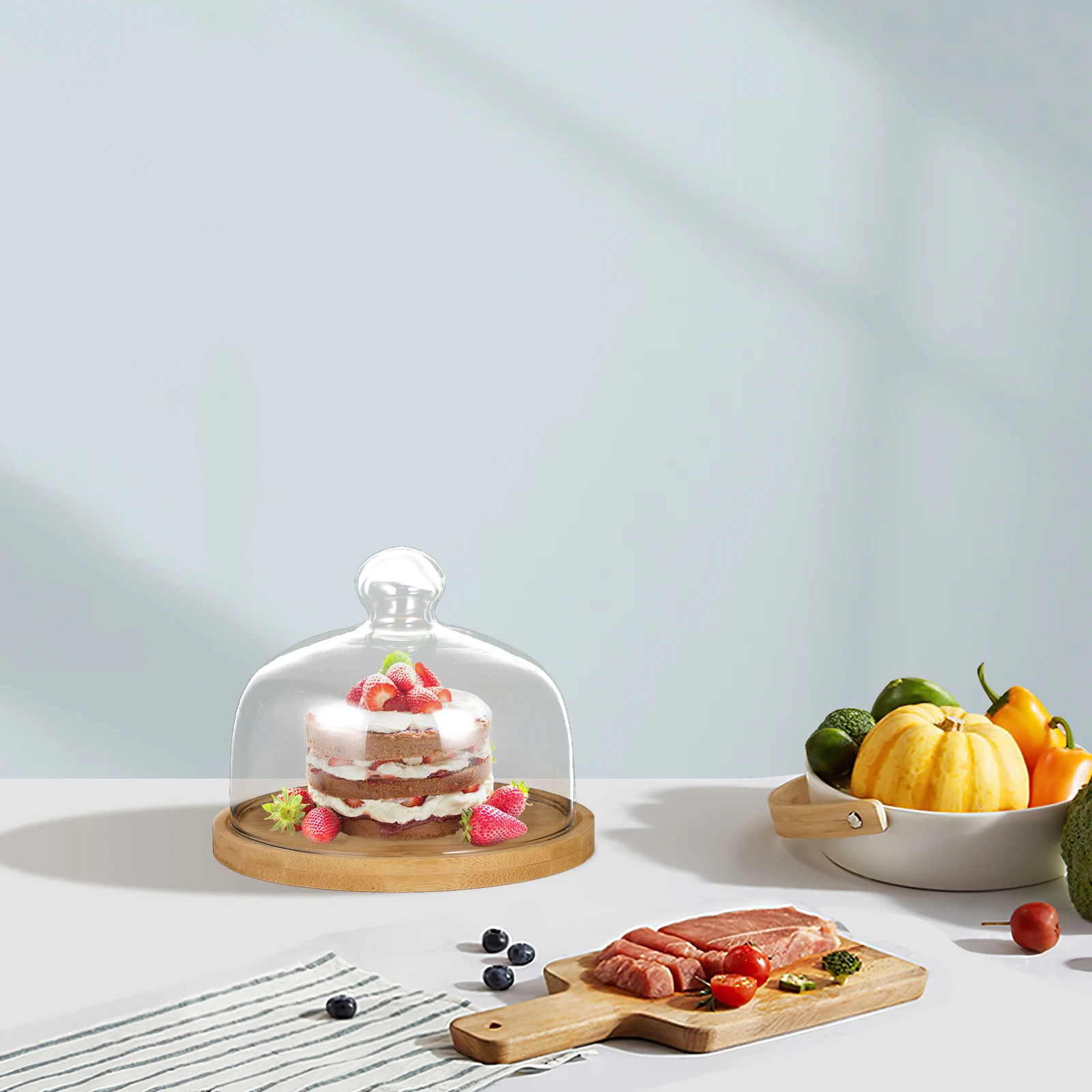 Cake Pastry Cover Glass Dome with Base Proper Size for Cakes Snacks Breads Fruits Protection Glass Cake Dome Cover with Tray
Cake Pastry Cover Glass Dome with Base Proper Size for Cakes Snacks Breads Fruits Protection Glass Cake Dome Cover with Tray