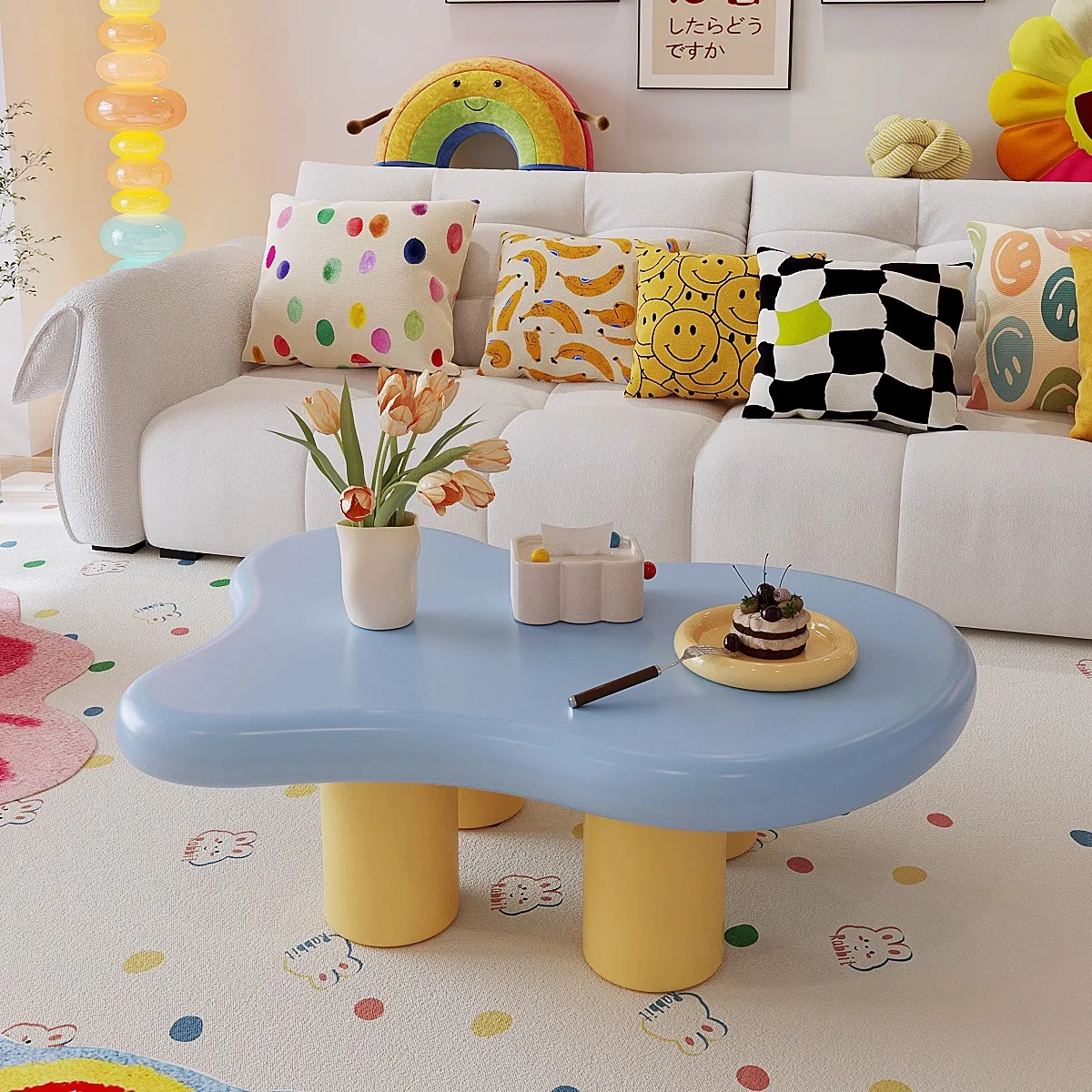 Dopamine clouds cute coffee table light luxury high-end home living room small apartment special-shaped sofa side table
Dopamine clouds cute coffee table light luxury high-end home living room small apartment special-shaped sofa side table