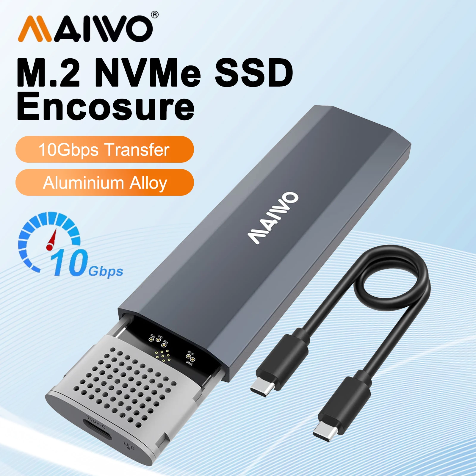 MAIWO M2 SSD Case NVMe USB C Gen2 10 Гбит/с PCIe SSD Case M2 SATA M.2 NVME Enclosure Disk Box Алюминиевый корпус M.2 SSD без инструментов
MAIWO M2 SSD Case NVMe USB C Gen2 10 Гбит/с PCIe SSD Case M2 SATA M.2 NVME Enclosure Disk Box Алюминиевый корпус M.2 SSD без инструментов