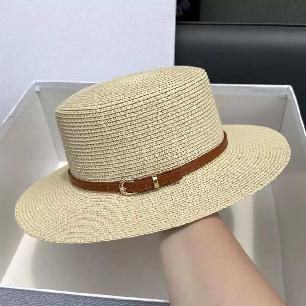 Season Hat Straw Hat Wide Brim Sun Hat with Faux Leather Strap Metal Buckle Flat Top Beach Vacation for Women Men Autumn
Season Hat Straw Hat Wide Brim Sun Hat with Faux Leather Strap Metal Buckle Flat Top Beach Vacation for Women Men Autumn