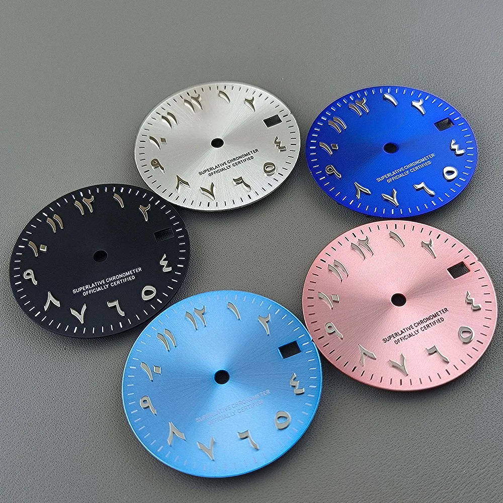 High quality NH35 dial with pink, blue, green, Arabic numerals, 28.5mm non luminous S dial, suitable for NH35 movement
High quality NH35 dial with pink, blue, green, Arabic numerals, 28.5mm non luminous S dial, suitable for NH35 movement