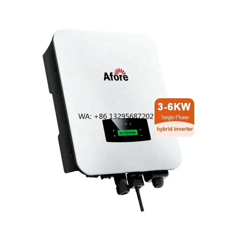 Afore AF3-6K-SL 3KW 5KW 6KW Solar Inverter Single Phase 3000 Watt 5KVA Hybrid Inverter with 48V 51.2V Energy Storage Battery
Afore AF3-6K-SL 3KW 5KW 6KW Solar Inverter Single Phase 3000 Watt 5KVA Hybrid Inverter with 48V 51.2V Energy Storage Battery