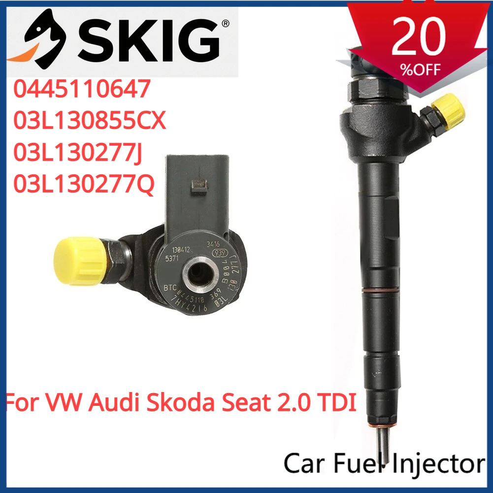 Suitable 0445110369 0445110646 03L130277J 03L130277Q New Diesel Fuel Injector for VW Amarok Passat TOURAN Audi A4 A6 Q5 Skoda Se
Suitable 0445110369 0445110646 03L130277J 03L130277Q New Diesel Fuel Injector for VW Amarok Passat TOURAN Audi A4 A6 Q5 Skoda Se