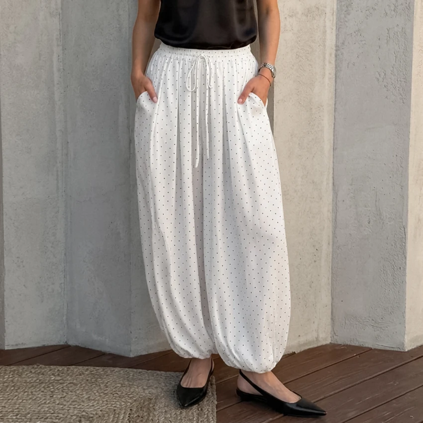 Linad Casual Loose Polka Dot Lantern Pants Woman 2026 Street Style Drawstring Trousers Female Summer Office Lady Pleated Pant
Linad Casual Loose Polka Dot Lantern Pants Woman 2026 Street Style Drawstring Trousers Female Summer Office Lady Pleated Pant