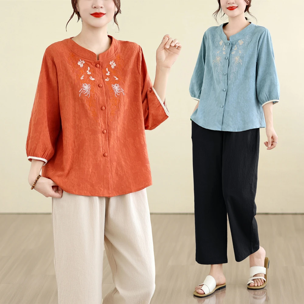 Summer New Casual Cotton Linen Two-Piece Set Top And Pants Ensemble for plus Size Women Commute Style Artistic Flair
Summer New Casual Cotton Linen Two-Piece Set Top And Pants Ensemble for plus Size Women Commute Style Artistic Flair