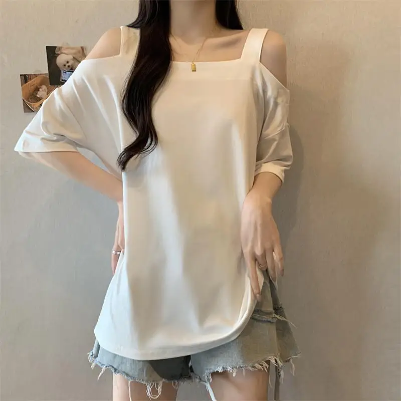 Korean Off Shoulder Youth Solid Tops Summer New Short Sleeve All-match Street Casual T Shirts Fashion Casual Trend Women Clothes
Korean Off Shoulder Youth Solid Tops Summer New Short Sleeve All-match Street Casual T Shirts Fashion Casual Trend Women Clothes