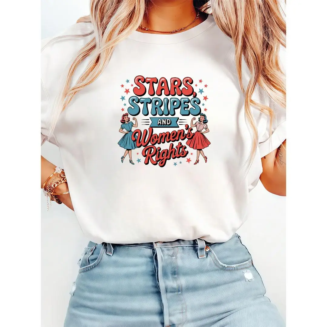 Women's Stars Stripes and Women's Rights T-shirt Feminist Slogan Tee Retro Graphic Top
Women's Stars Stripes and Women's Rights T-shirt Feminist Slogan Tee Retro Graphic Top