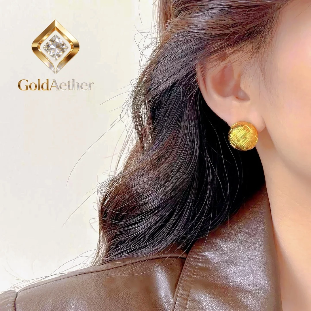 GoldNouveau Woven Brushed Round Earrings Women's 24K Gold AU999 - Cute tiny round shape, vintage woven design, for afternoon tea
GoldNouveau Woven Brushed Round Earrings Women's 24K Gold AU999 - Cute tiny round shape, vintage woven design, for afternoon tea