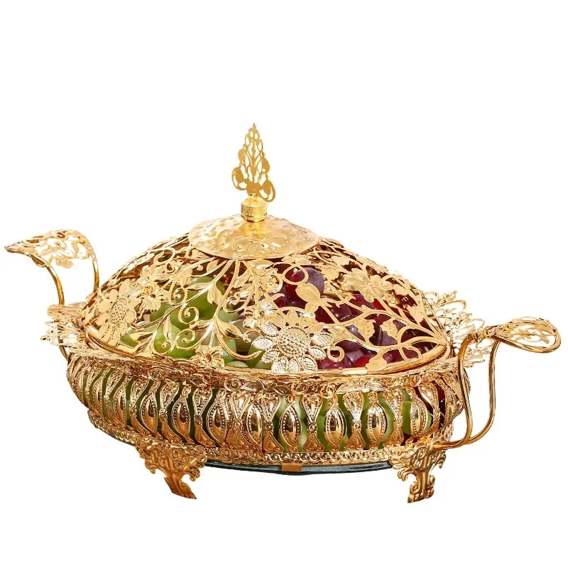 Qianhu's new European-style gold metal round platter, food supply tray, fruit plate with handle
Qianhu's new European-style gold metal round platter, food supply tray, fruit plate with handle