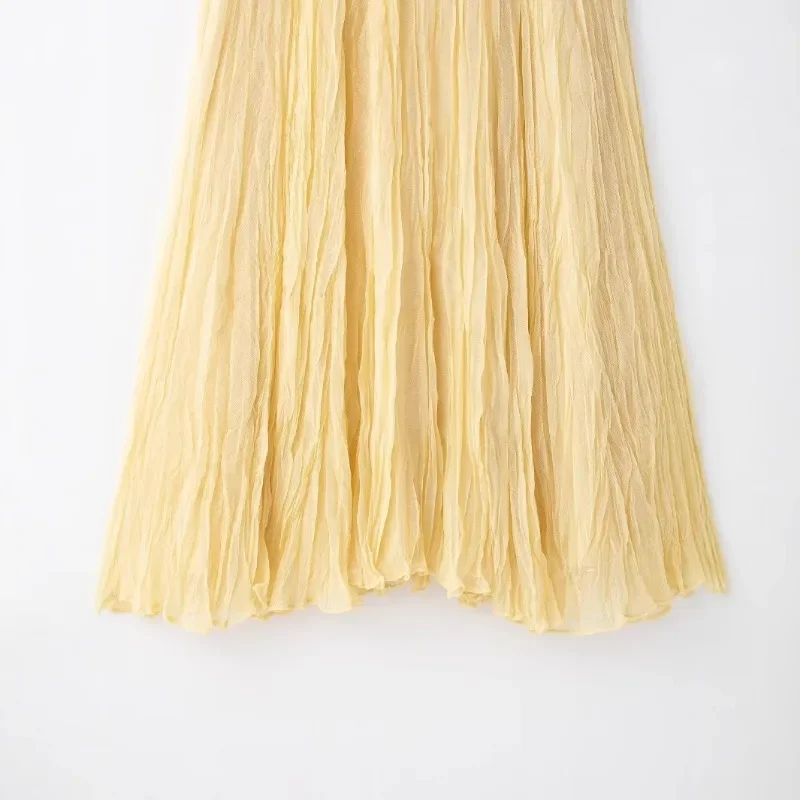 Topenomi Yellow Pleated Skirts Women 2025 Summer Chic Casual Elastic Waist A-line Long Skirts Sweet Ladies High Street Faldas
Topenomi Yellow Pleated Skirts Women 2025 Summer Chic Casual Elastic Waist A-line Long Skirts Sweet Ladies High Street Faldas