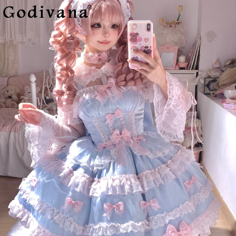 Original Japanese Kawaii Lo Dress Set Summer Autumn New Sweet Girls Cute Bow Lace Lolita Style Suspender Dress Cos Y2k Shirt
Original Japanese Kawaii Lo Dress Set Summer Autumn New Sweet Girls Cute Bow Lace Lolita Style Suspender Dress Cos Y2k Shirt