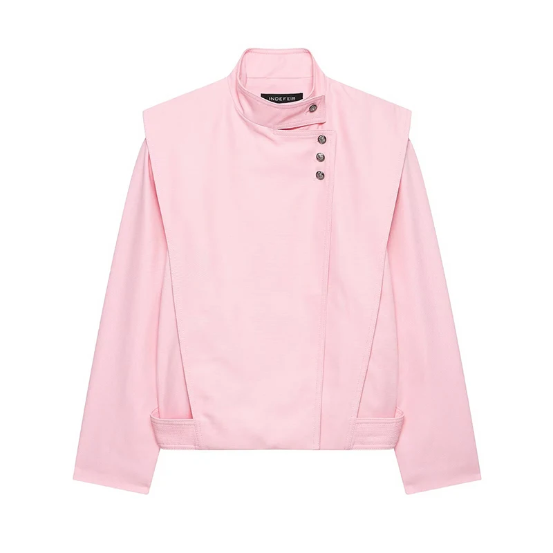YENKYE Front Wrap With Buttons Pink Jacket Women Long Sleeve High Neck Streetwear Loose Coat
YENKYE Front Wrap With Buttons Pink Jacket Women Long Sleeve High Neck Streetwear Loose Coat