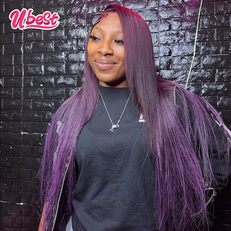 13X6 13X4 Transparent Lace Front Straight Wig 100% Human Hair Purple Colored 5X5 Lace Closure Wig Pre Plucked for Women 34inches
13X6 13X4 Transparent Lace Front Straight Wig 100% Human Hair Purple Colored 5X5 Lace Closure Wig Pre Plucked for Women 34inches