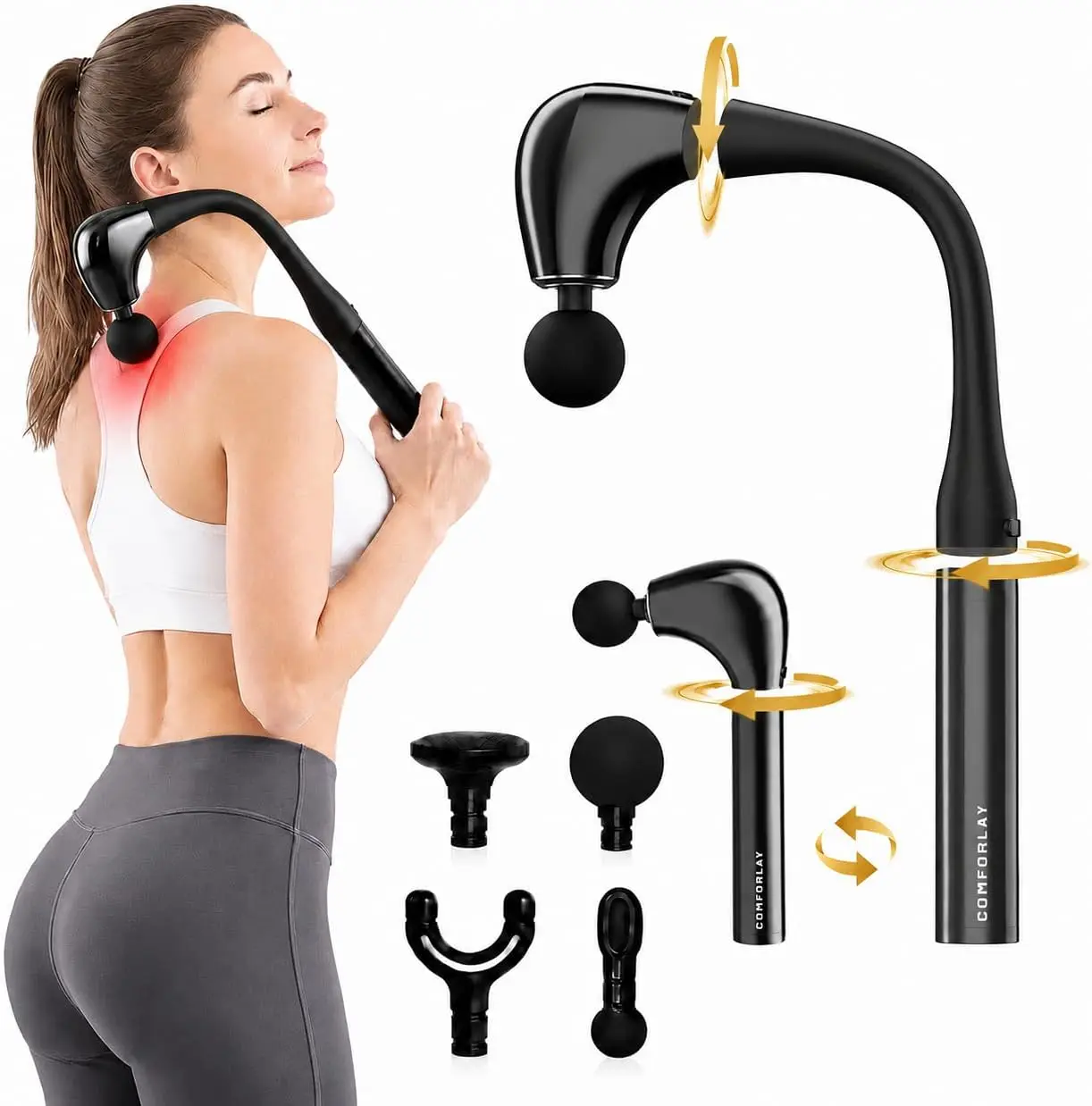2-in-1 Muscle Massage Gun Detachable Handle Deep Tissue Body Massager for Pain Relief 4 Heads 5 Speeds
2-in-1 Muscle Massage Gun Detachable Handle Deep Tissue Body Massager for Pain Relief 4 Heads 5 Speeds