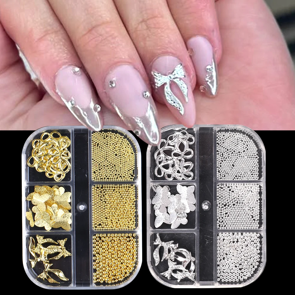 2Boxes Golden Silvery Butterfly Nail Art Decoation Charms Kawaii Ribbon Bow Steel Ball Jewelry Parts DIY Manicure Accessories
2Boxes Golden Silvery Butterfly Nail Art Decoation Charms Kawaii Ribbon Bow Steel Ball Jewelry Parts DIY Manicure Accessories