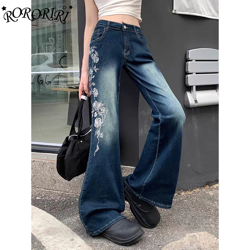 RORORIRI Floral Embroidered Blue Flare Jeans Women High Waist Splice Distressed Washed Denim Bell Bottoms Y2k Vintage Streetwear
RORORIRI Floral Embroidered Blue Flare Jeans Women High Waist Splice Distressed Washed Denim Bell Bottoms Y2k Vintage Streetwear