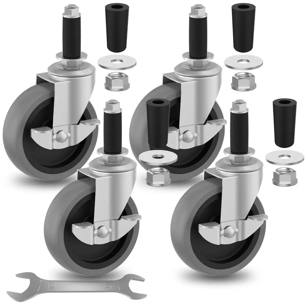4 Inch Caster Wheels with Locking Brakes, Heavy Duty Stem Casters for 3/4 and 7/8 ID Tube Legs, Wire Shelving, Utility Carts, Sh
4 Inch Caster Wheels with Locking Brakes, Heavy Duty Stem Casters for 3/4 and 7/8 ID Tube Legs, Wire Shelving, Utility Carts, Sh