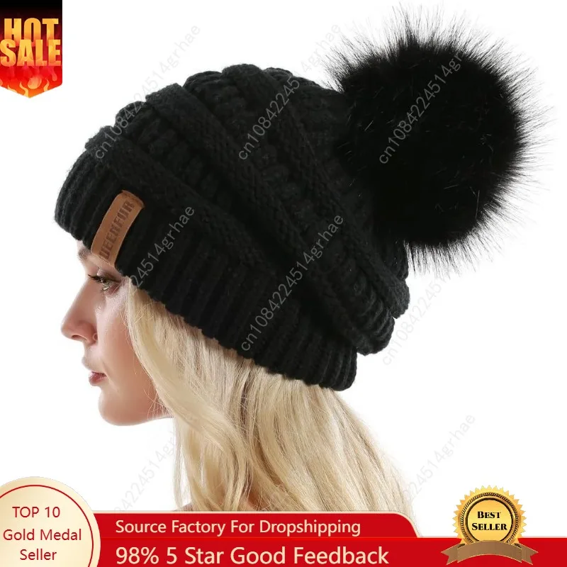 Women Knit Slouchy Beanie Chunky Baggy Hat with Faux Fur Pompom Winter Soft Warm Ski Cap
Women Knit Slouchy Beanie Chunky Baggy Hat with Faux Fur Pompom Winter Soft Warm Ski Cap
