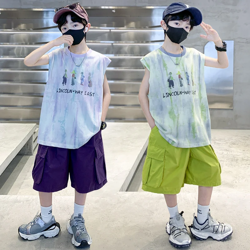 New Summer Kids Clothing Set Sleeveless T-shirt Suit with Shorts for Boy Luxurious Cotton Tracksuit 5 6 7 8 9 10 11 12 13 14 T
New Summer Kids Clothing Set Sleeveless T-shirt Suit with Shorts for Boy Luxurious Cotton Tracksuit 5 6 7 8 9 10 11 12 13 14 T