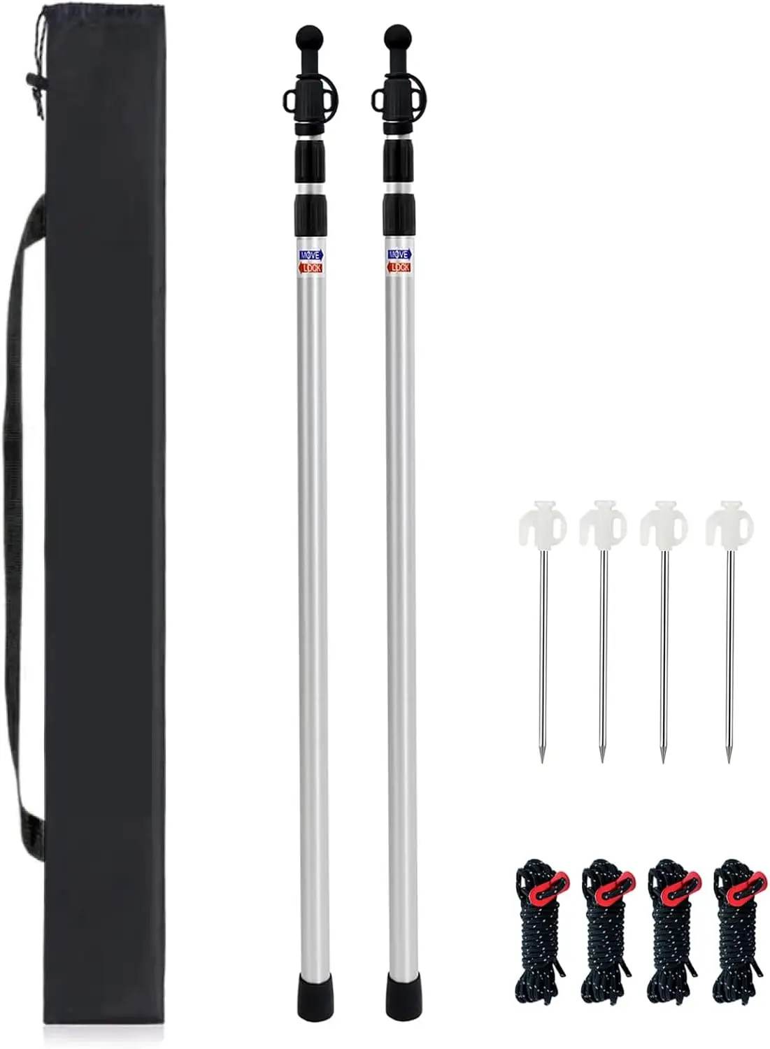 90.55'' Aluminum Camping Tarp Poles Adjustable,Telescoping & Portable Tent Poles Replacement (2 Pack), It Comes With 4 Metal
90.55'' Aluminum Camping Tarp Poles Adjustable,Telescoping & Portable Tent Poles Replacement (2 Pack), It Comes With 4 Metal
