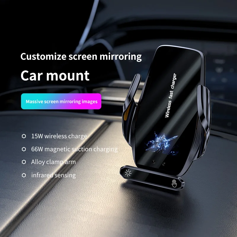 15W Wireless + 66W Mag Tips Car Mount with DIY Screen Mirroring – IR Auto Clamp, Built‑in Battery, 360° Rot for iPhone & Android
15W Wireless + 66W Mag Tips Car Mount with DIY Screen Mirroring – IR Auto Clamp, Built‑in Battery, 360° Rot for iPhone & Android