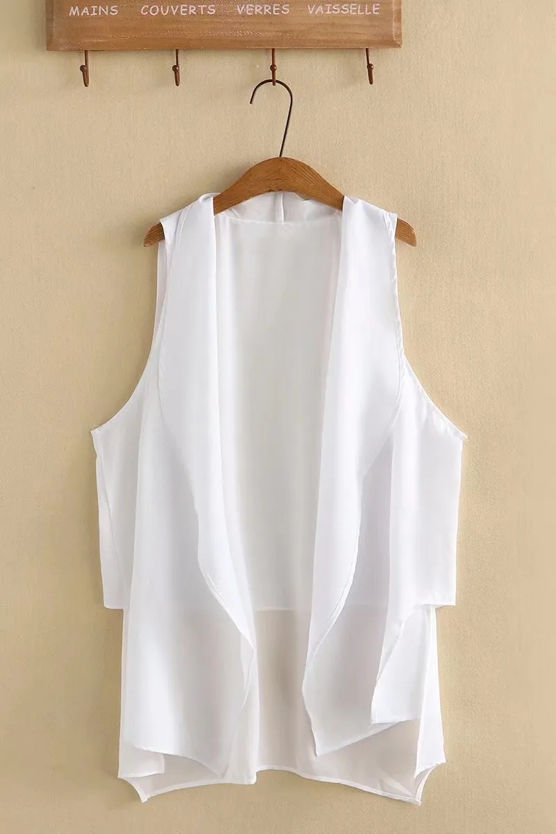 Plus Size Clothes Summer Cardigan Sleeveless And Collarless Chiffon Stitching Draped And Elegant Extra Large Size Light Vest
Plus Size Clothes Summer Cardigan Sleeveless And Collarless Chiffon Stitching Draped And Elegant Extra Large Size Light Vest