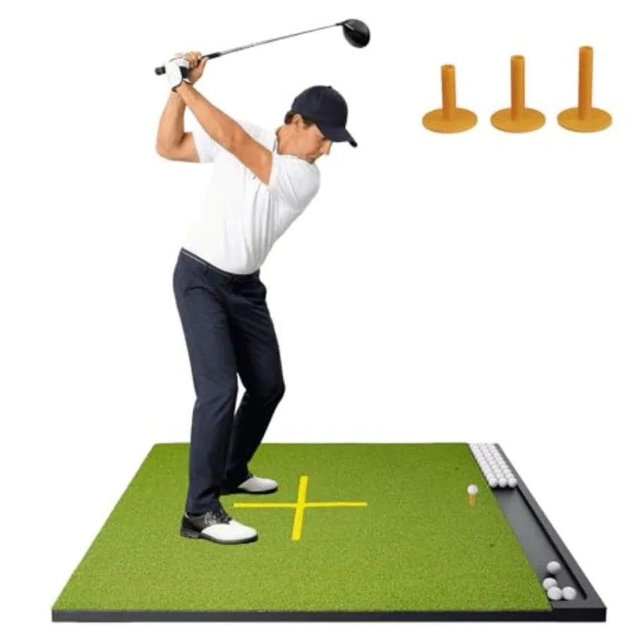 Golf Mat Indoor Outdoor with Stance Guide Cross-Line, 6x4ft, 31mm Thickness Green Turf Practice Mats for Hitting Training Swing, for Men, Dad, Husband & Golf Lovers
Golf Mat Indoor Outdoor with Stance Guide Cross-Line, 6x4ft, 31mm Thickness Green Turf Practice Mats for Hitting Training Swing, for Men, Dad, Husband & Golf Lovers