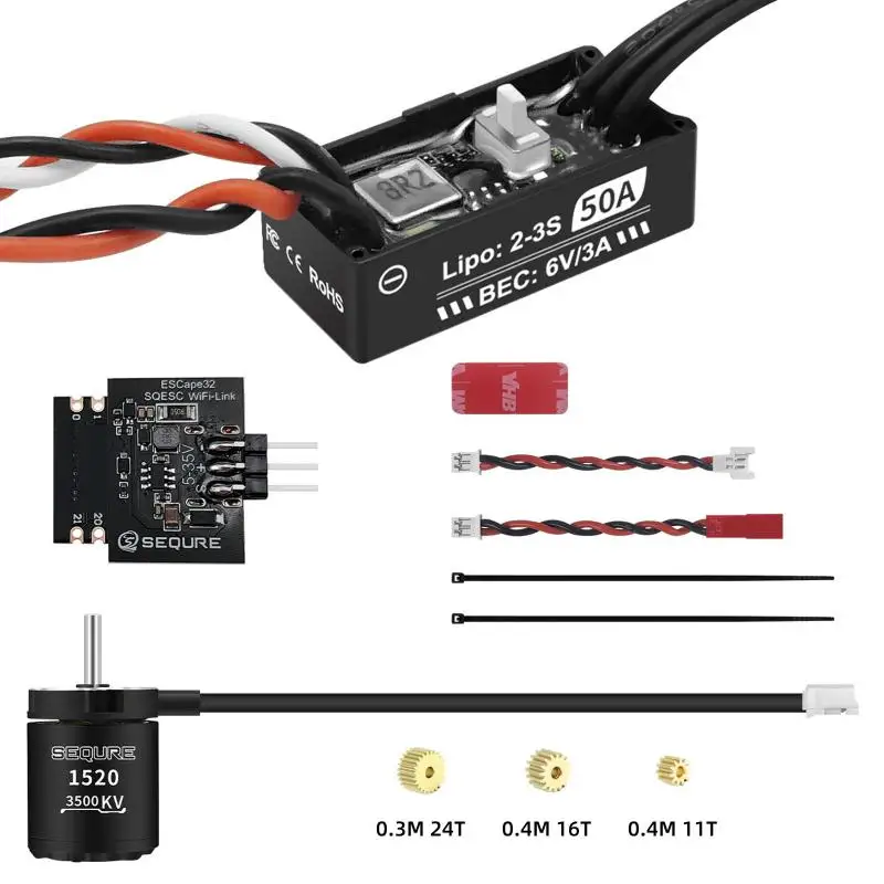Sequre Ant Esc & 1520 Motor 2-3s High Performance Outer Rotor Brushless Power Kit Small Size For 1/24, 1/18, 1/16 Rc Crawler Car
Sequre Ant Esc & 1520 Motor 2-3s High Performance Outer Rotor Brushless Power Kit Small Size For 1/24, 1/18, 1/16 Rc Crawler Car