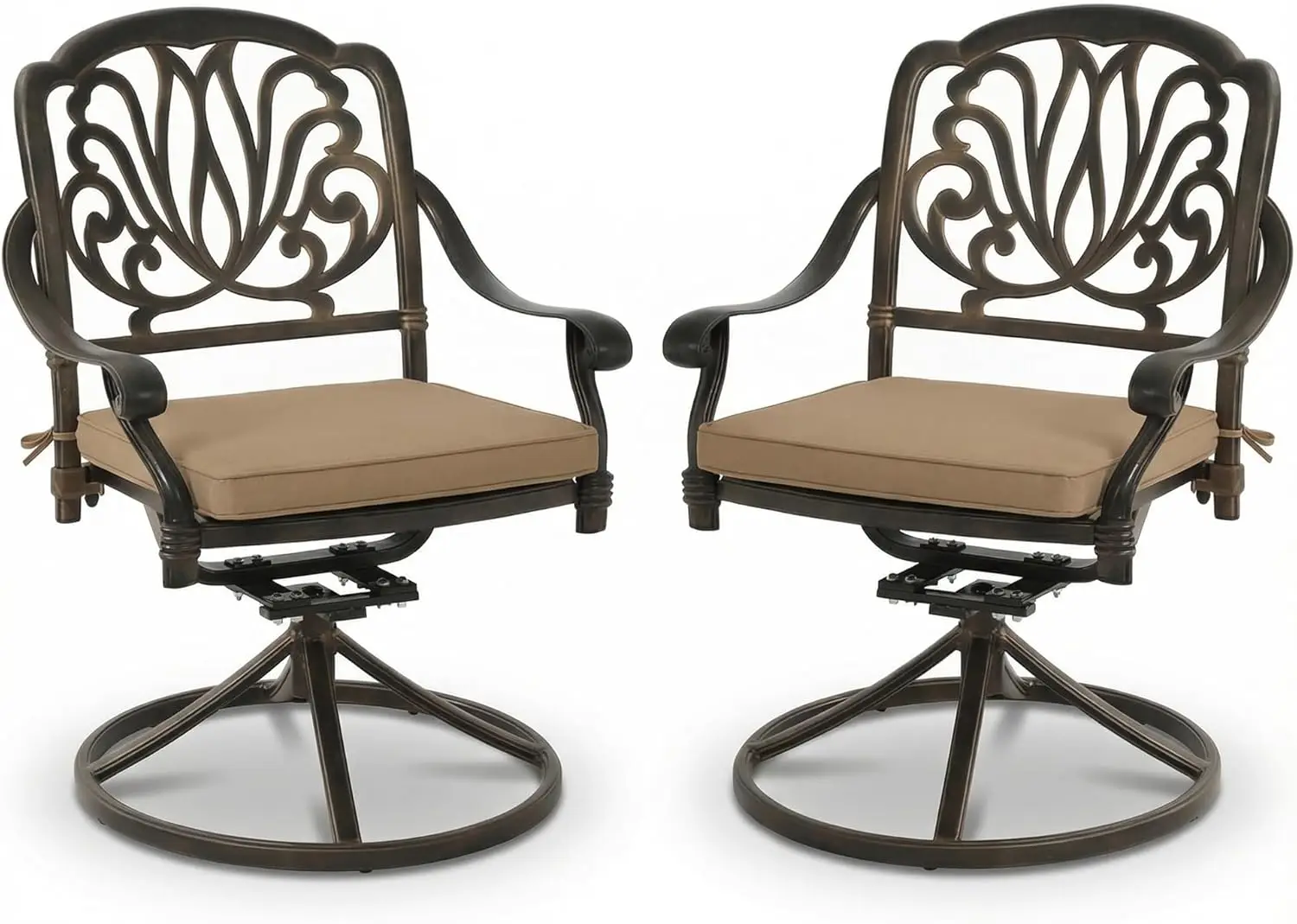 Outdoor Swivel Dining Chairs, Bronze Cast Aluminum Patio Dining Chairs Extra Wide Armrest Swivel Rocker Outdoor Chairs with Cush
Outdoor Swivel Dining Chairs, Bronze Cast Aluminum Patio Dining Chairs Extra Wide Armrest Swivel Rocker Outdoor Chairs with Cush