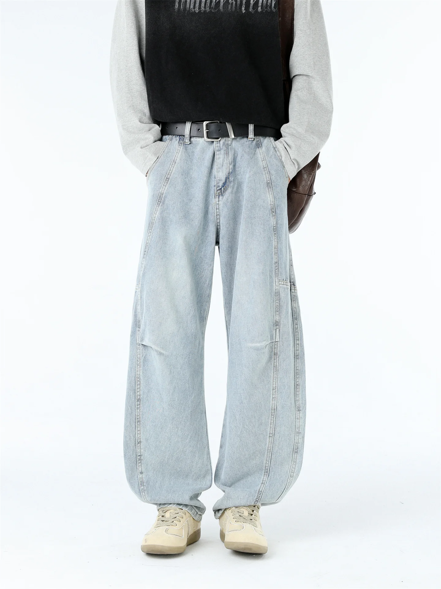 American Waed Light Blue Men's Summer Loose Straight Leg Jeans Drapey Wide Leg Knife Pants Casual Straight Vibe Trousers
American Waed Light Blue Men's Summer Loose Straight Leg Jeans Drapey Wide Leg Knife Pants Casual Straight Vibe Trousers