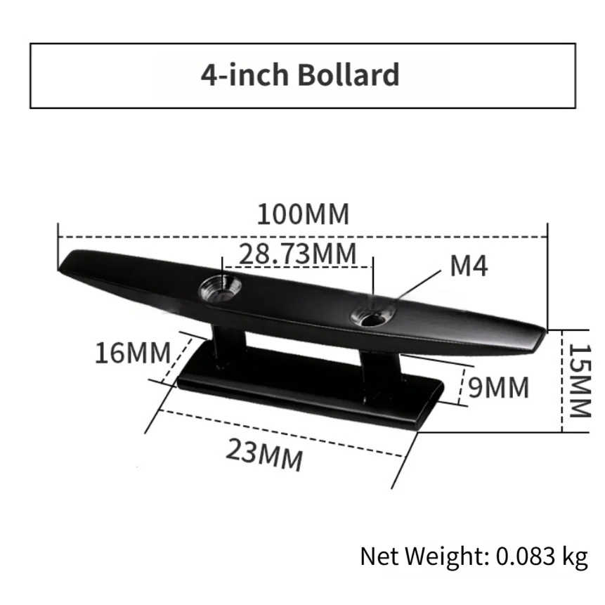 316 Stainless Steel Zirconium Plated Black Marine Cleat Bollard for Boats Yachts Docking Mooring Single Unit Type
316 Stainless Steel Zirconium Plated Black Marine Cleat Bollard for Boats Yachts Docking Mooring Single Unit Type