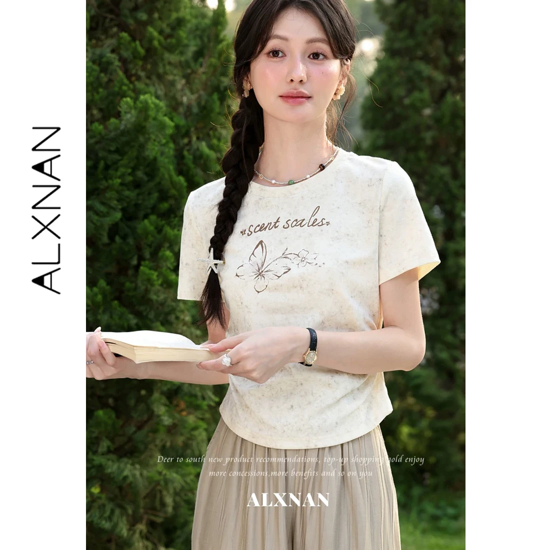ALXNAN Printed T-shirt Crew Neck Waist Pleated Short Sleeve T-shirts 2026 Trend Summer Elegant Casual Female Tops L637103
ALXNAN Printed T-shirt Crew Neck Waist Pleated Short Sleeve T-shirts 2026 Trend Summer Elegant Casual Female Tops L637103