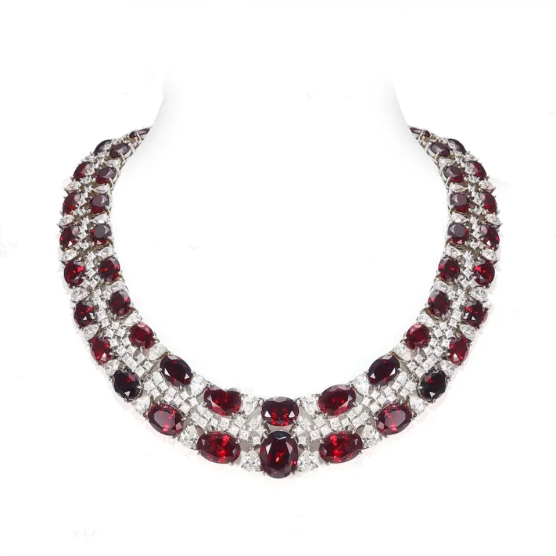 Bellux Jewelry Banquet Party Wedding Luxury Ruby Necklace S925 Pure Silver Women's Vintage Red Synthetic Zircon Necklace
Bellux Jewelry Banquet Party Wedding Luxury Ruby Necklace S925 Pure Silver Women's Vintage Red Synthetic Zircon Necklace