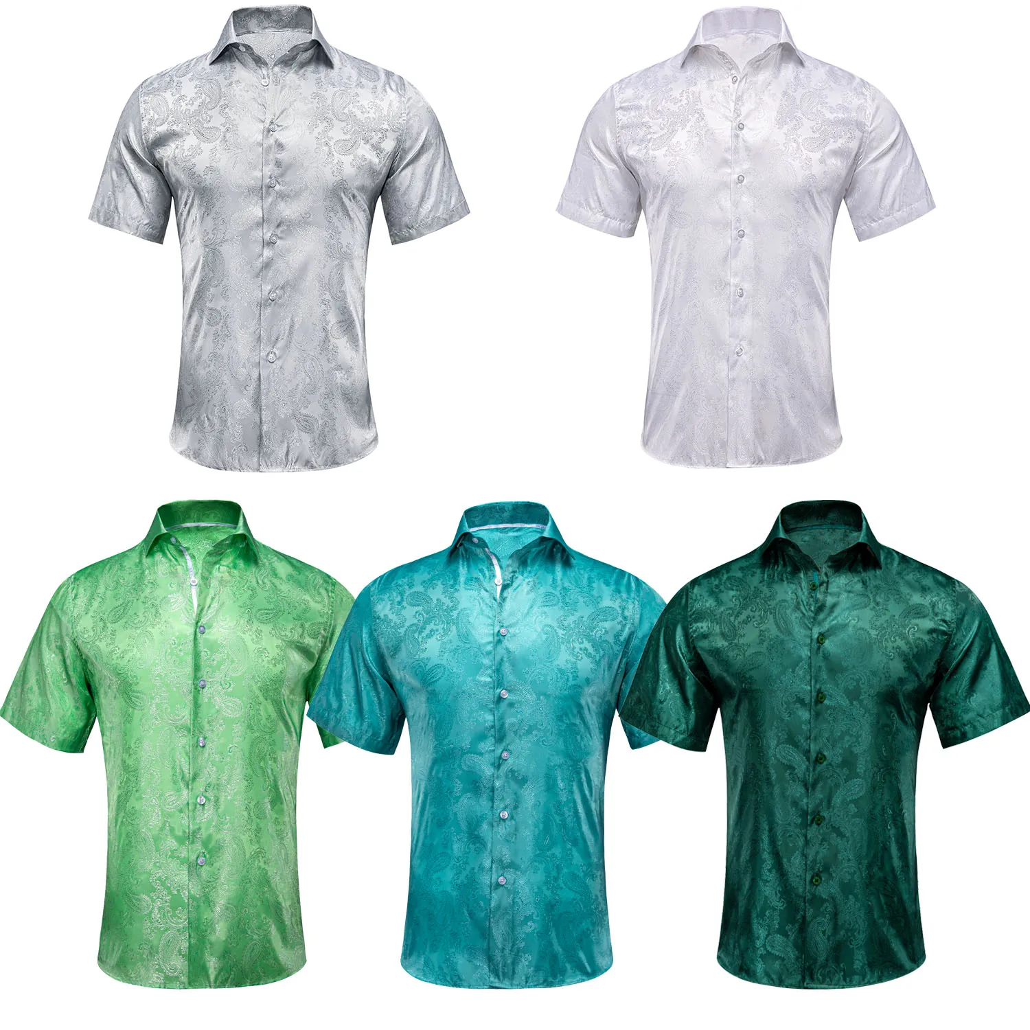 Hi-Tie Short Sleeve Silk Mens Shirts Breathable Comfortable Shirt For Men Business Office High Quality Sky Blue Green Teal Grey
Hi-Tie Short Sleeve Silk Mens Shirts Breathable Comfortable Shirt For Men Business Office High Quality Sky Blue Green Teal Grey