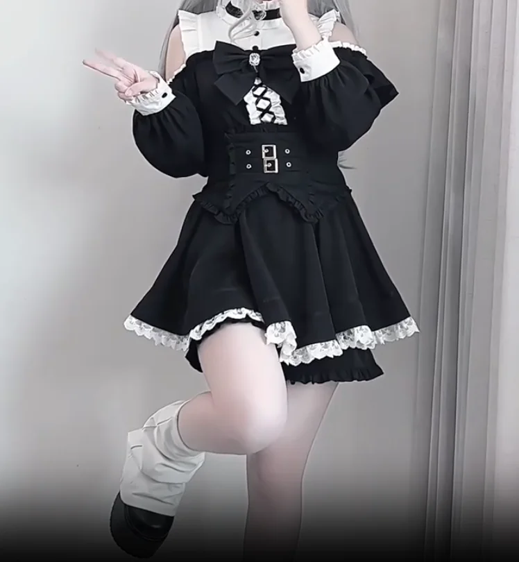 Japanese Mass Produced Subculture Y2k Off The Shoulder Long Sleeve Pleated High Waist Black Dress Shorts Three Pieces Sets Women
Japanese Mass Produced Subculture Y2k Off The Shoulder Long Sleeve Pleated High Waist Black Dress Shorts Three Pieces Sets Women