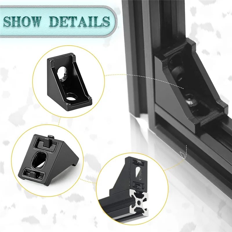 ABHB-T Slot Nuts And Bolts Included In 30 Set 2028 Aluminum Profile Black Right Angle Corner Bracket Kit
ABHB-T Slot Nuts And Bolts Included In 30 Set 2028 Aluminum Profile Black Right Angle Corner Bracket Kit