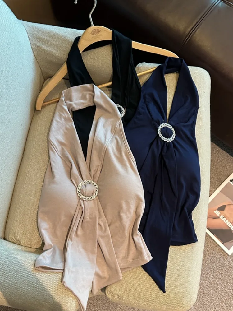 Pure Desire Style Women's Vest Strapless Neck Hanging Top Spring Inner Wear Outer Wear with Chest Pad Trendy Backless Shirt
Pure Desire Style Women's Vest Strapless Neck Hanging Top Spring Inner Wear Outer Wear with Chest Pad Trendy Backless Shirt