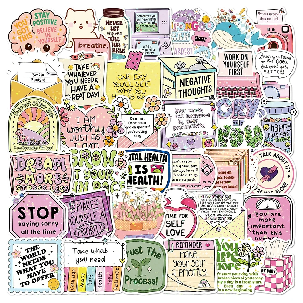 10/30/50pcs Cute Cartoon Inspirational Quotes Stickers Fresh Style Aesthetic Decals DIY Guitar Notebook Phone Sticker Decoration
10/30/50pcs Cute Cartoon Inspirational Quotes Stickers Fresh Style Aesthetic Decals DIY Guitar Notebook Phone Sticker Decoration